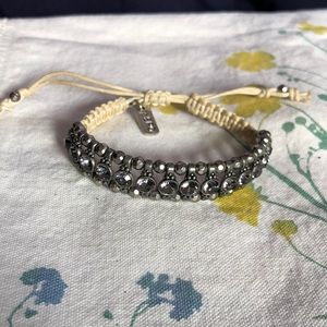 Adjustable cord and rhinestone bracelet
